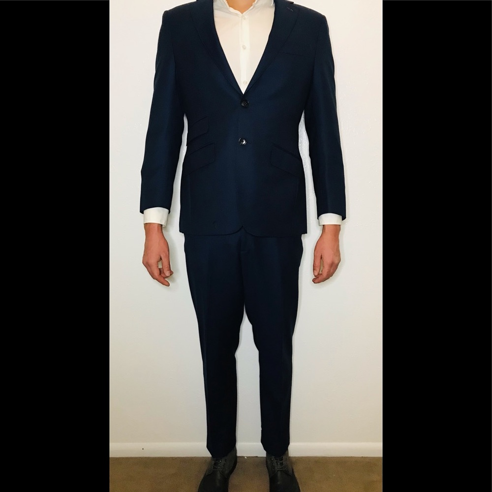 Custom Tailored Blue Bird’s Eye Sienna Suit byVitale Barberis Canonico Italy.